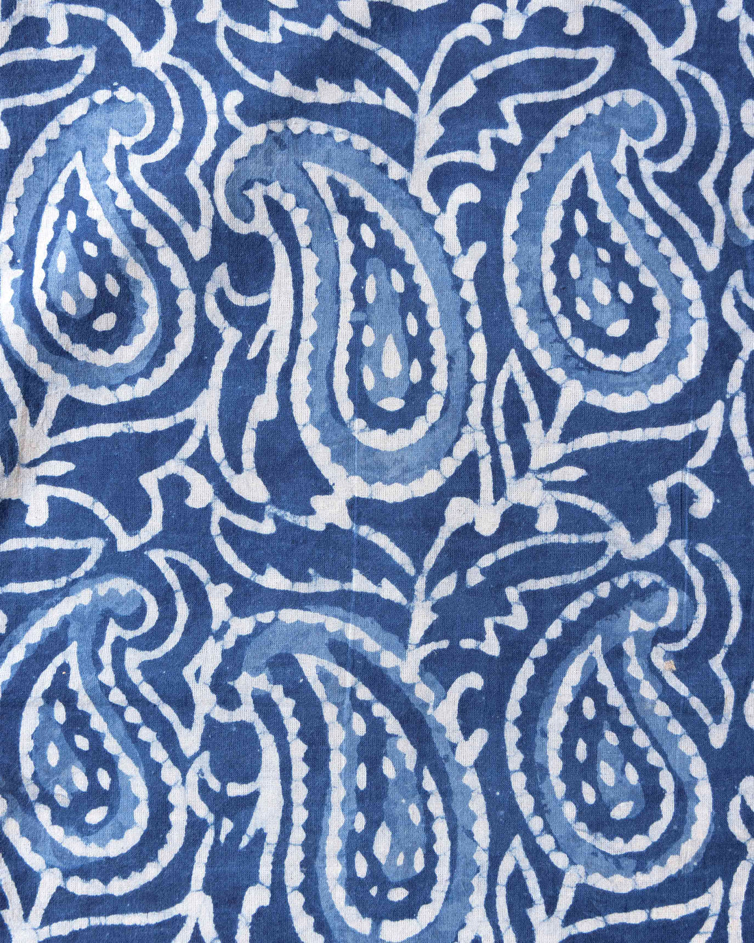 Women's Hand Block Printed Paisley Unstitched Blouse Material - Blue