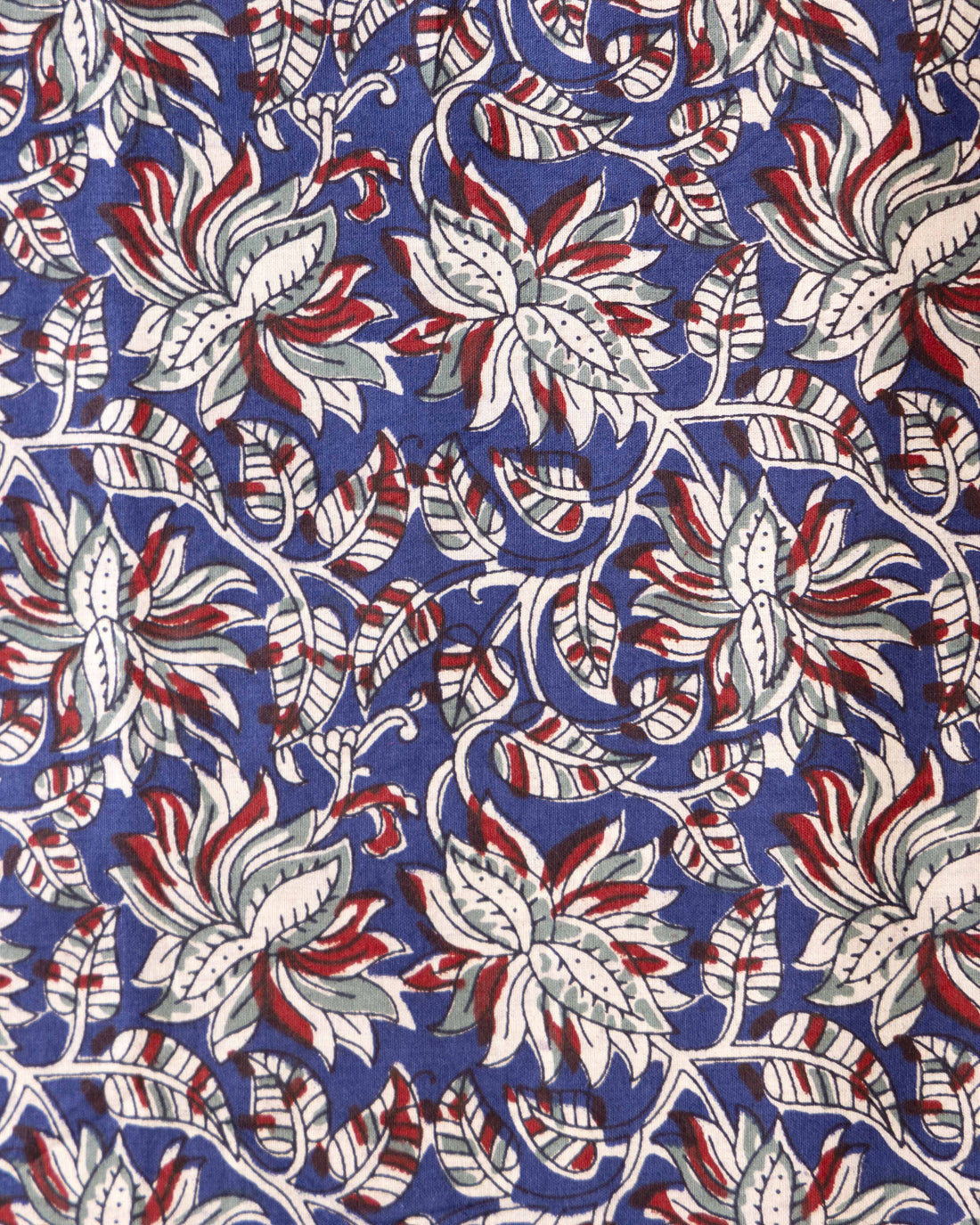 Women's Kalamkari Block Print Handloom Cotton Blouse Material - Blue