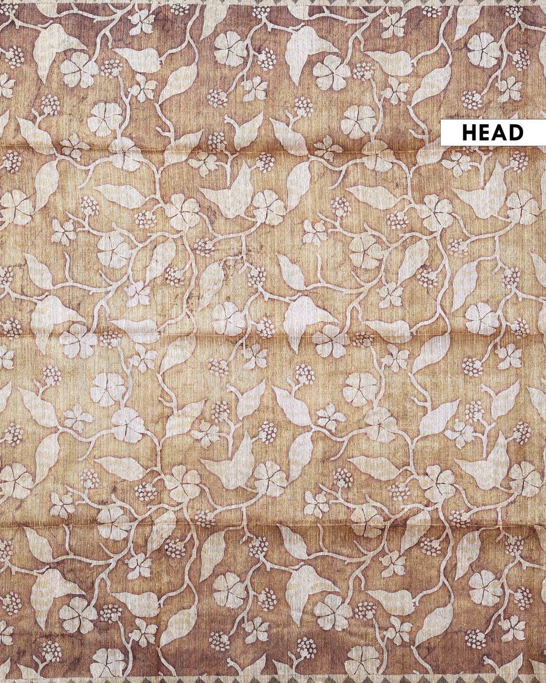 Elegant Semi Jute Saree with Soft Floral Print and a Textured Woven Border - Beige