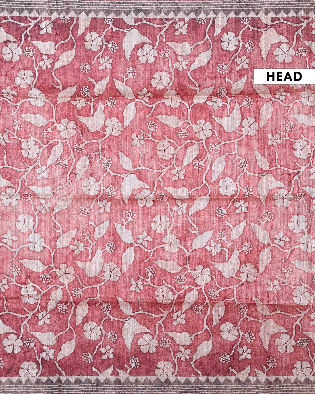 Elegant Semi Jute Saree with Soft Floral Print and a Textured Woven Border - Pink