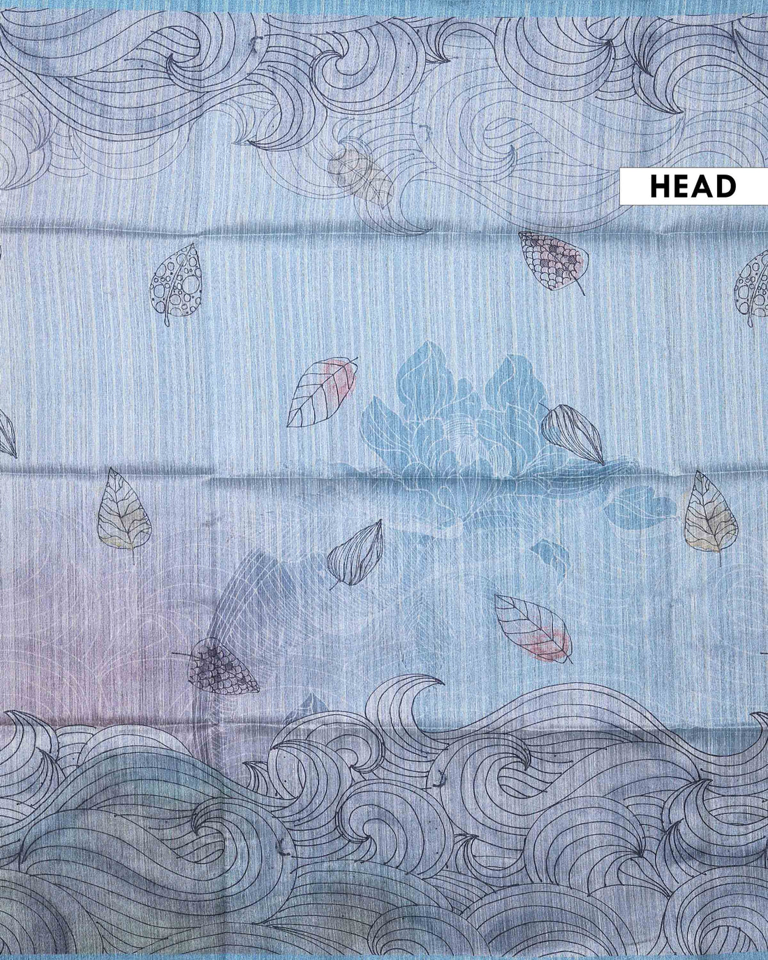 Elegant Semi Jute Saree with Soft Abstract Print and a Textured Woven Border - Blue