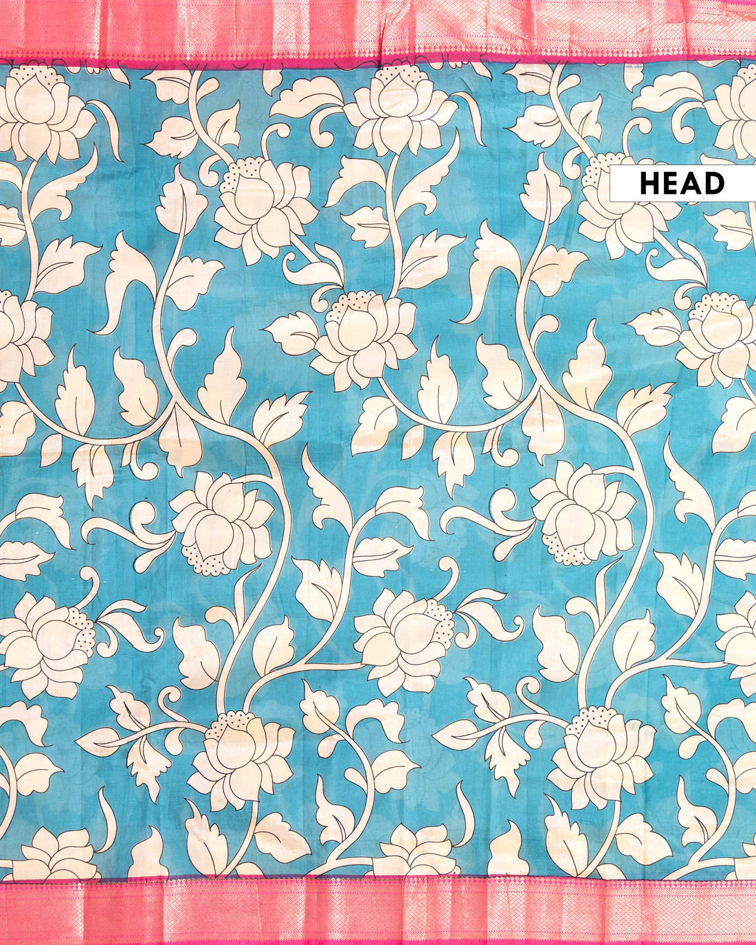 Traditional Semi Chanderi Saree with Floral Motifs and Zari Border - Blue