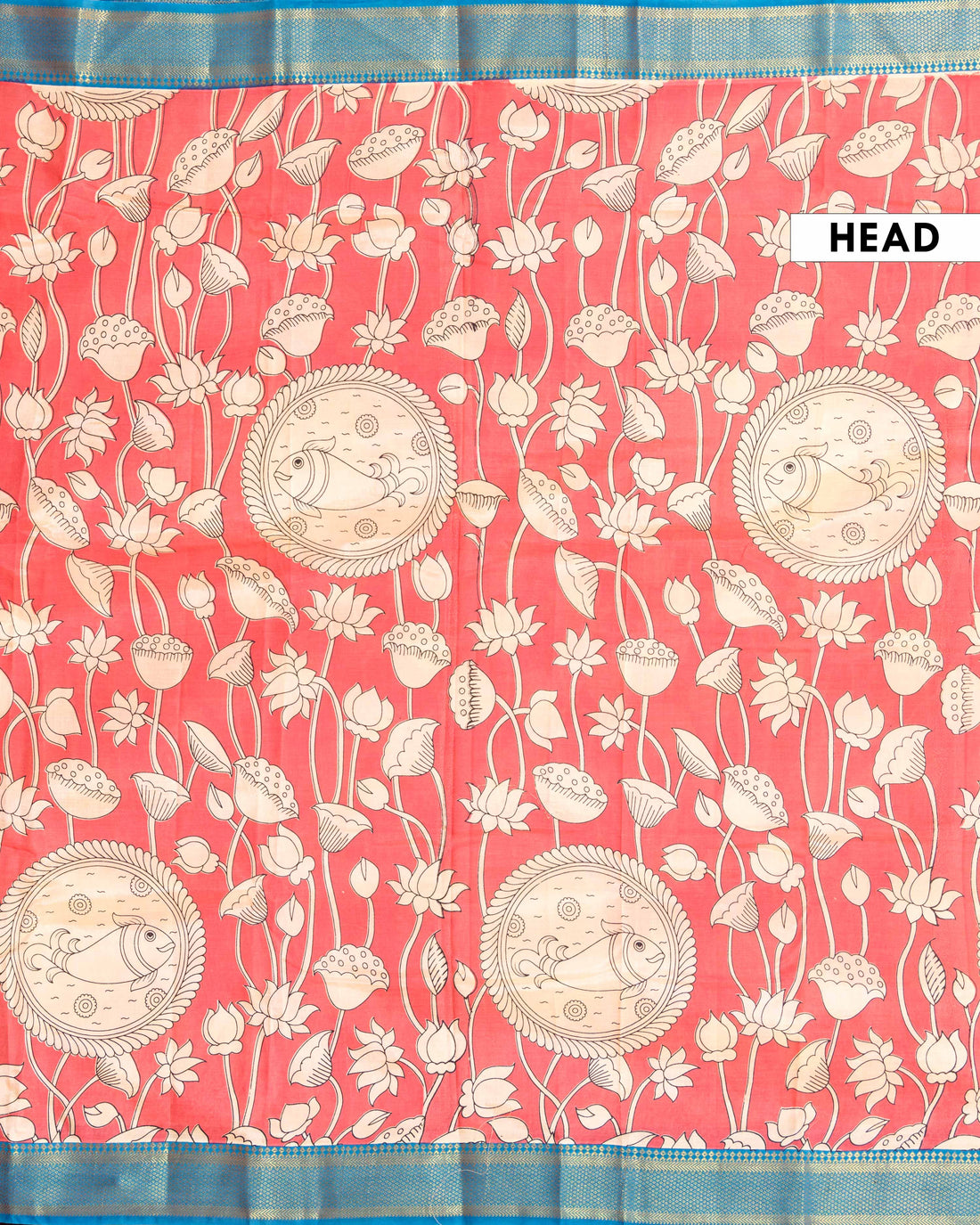 Traditional Kalamkari Semi Chanderi Saree with Intricate Floral and Avian Motifs - Peach
