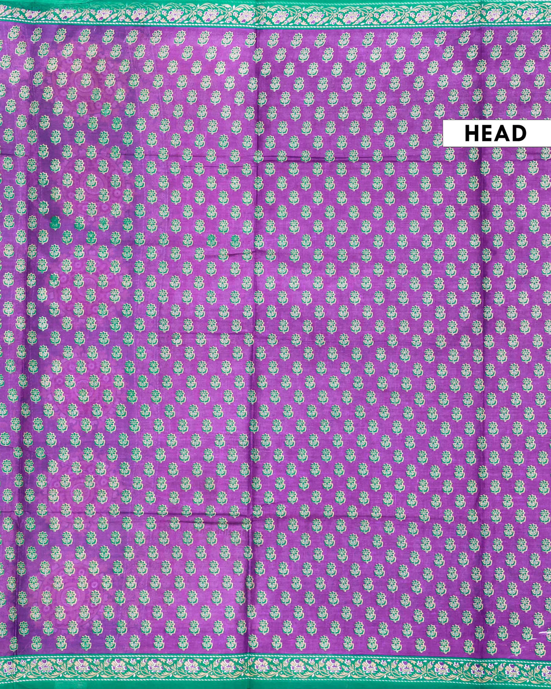 All-Over Floral Printed Voile Saree with Intricate Contrast Border – Purple