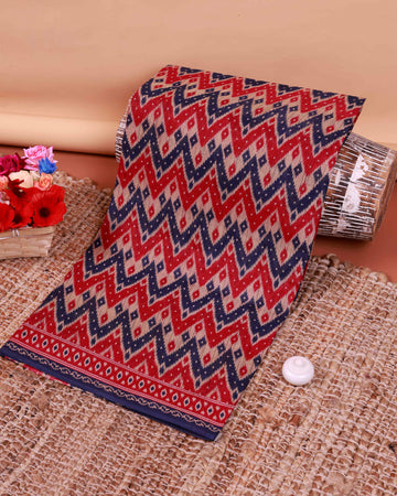 All-Over Floral Printed Voile Saree with Intricate Contrast Border – Red