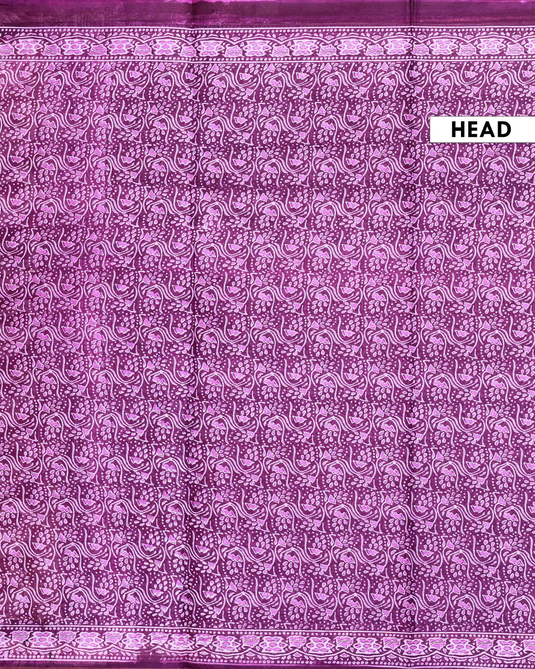 All-Over Floral Printed Voile Saree with Intricate Contrast Border – Purple