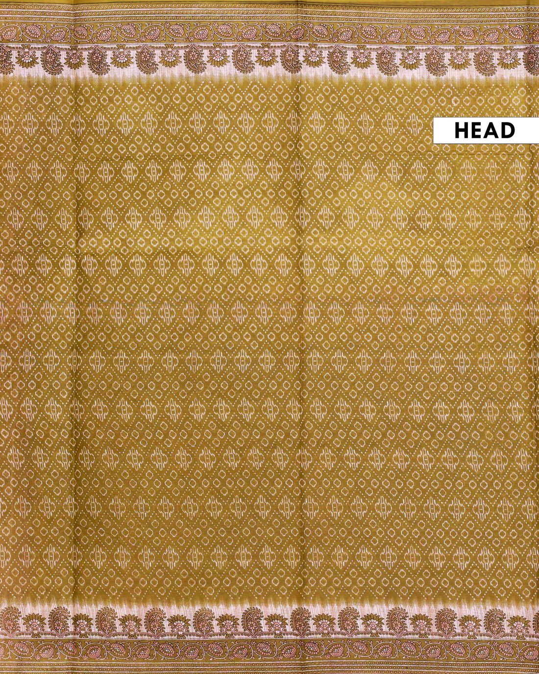 All-Over Floral Printed Voile Saree with Intricate Contrast Border – Olive Green