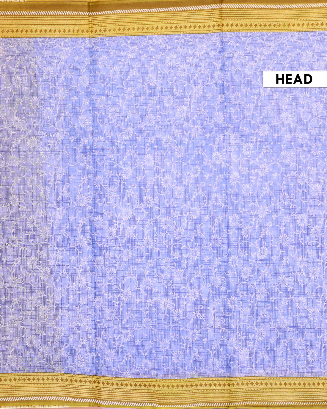 All-Over Floral Printed Voile Saree with Intricate Contrast Border – Blue