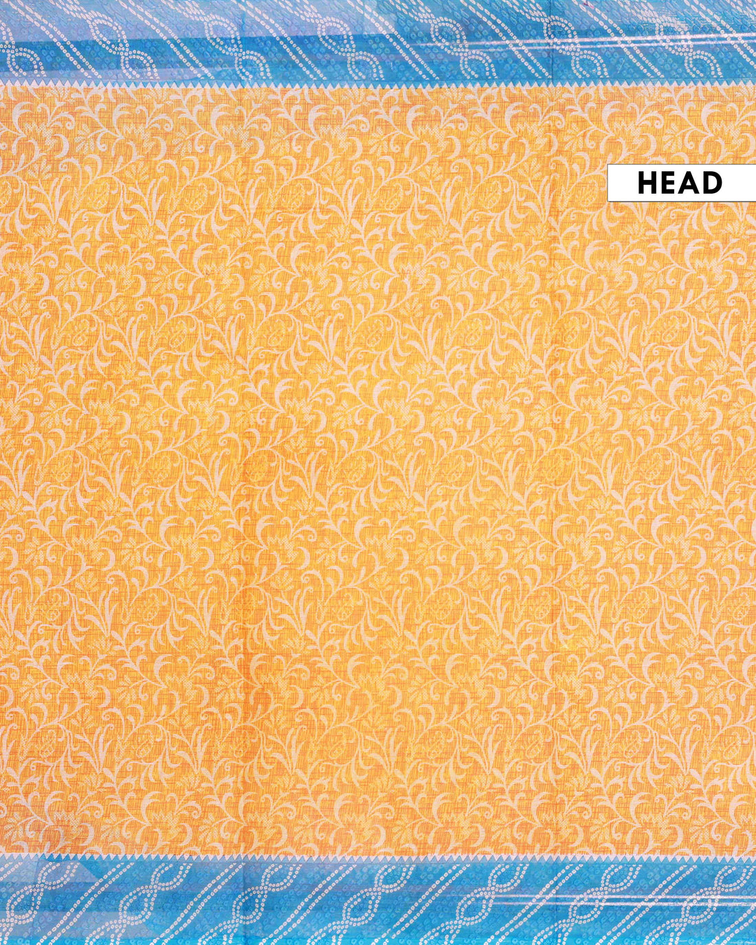 All-Over Floral Printed Voile Saree with Intricate Contrast Border – Orange