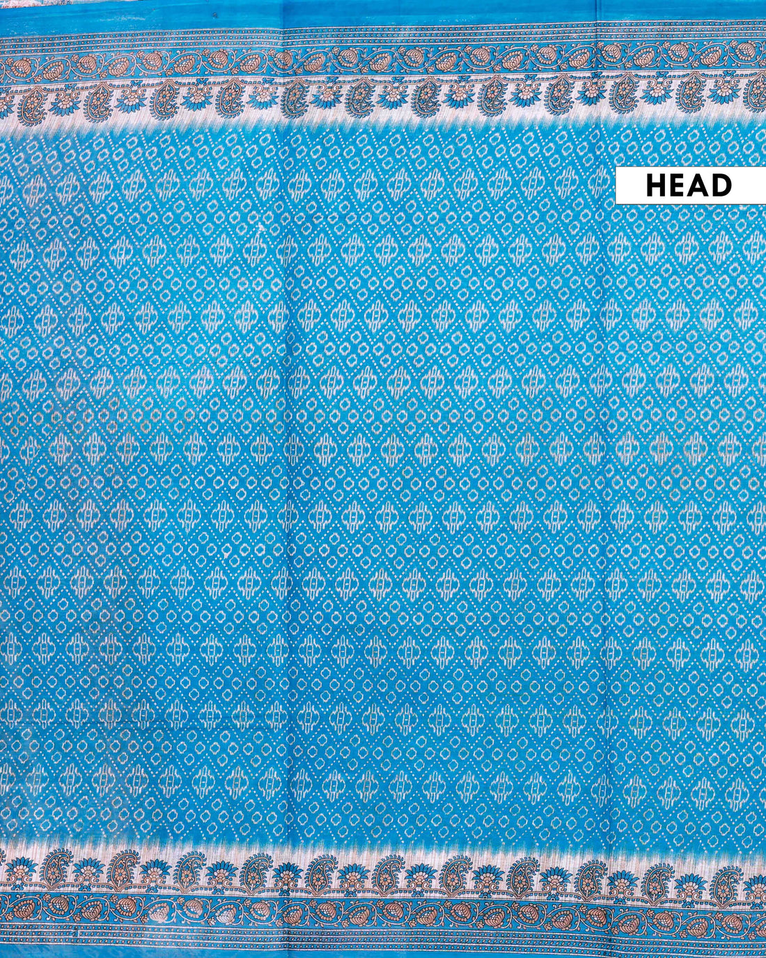 All-Over Floral Printed Voile Saree with Intricate Contrast Border – Blue