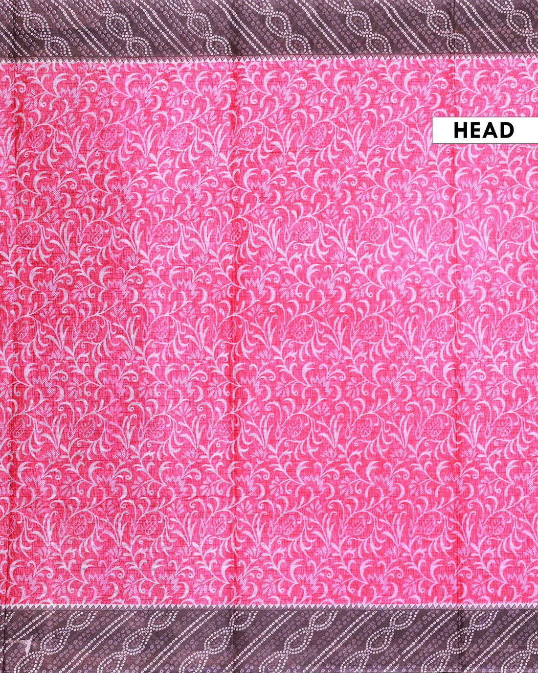 All-Over Floral Printed Voile Saree with Intricate Contrast Border – Pink