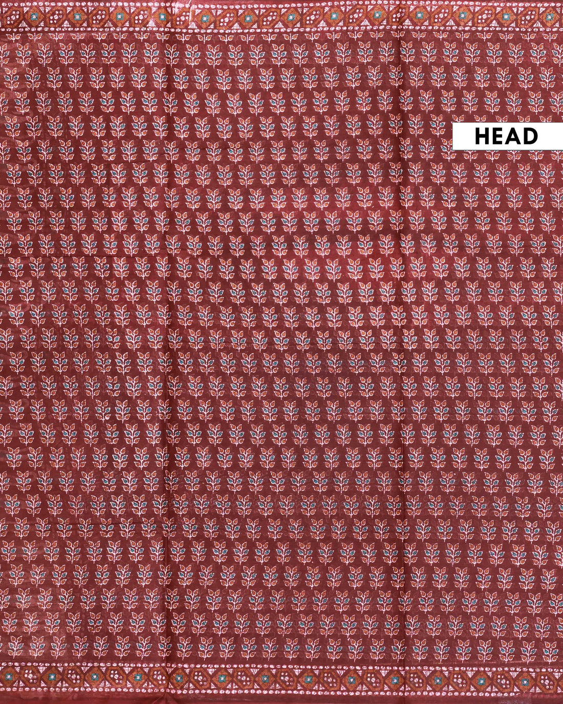 All-Over Floral Printed Voile Saree with Intricate Contrast Border – Brown