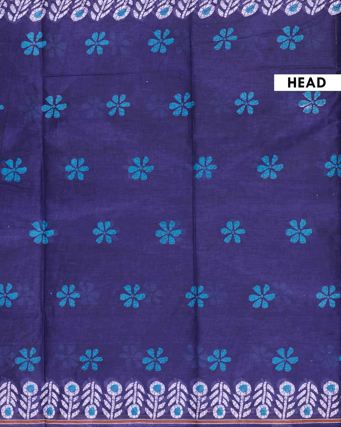 All-Over Floral Printed Voile Saree with Intricate Contrast Border – Navy Blue