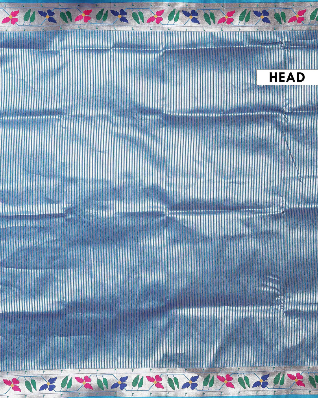 Elegant Paithani Saree with Signature Peacock Inspired Weave a Multicolour Floral Border and Rich Traditional Zari Finish - Blue