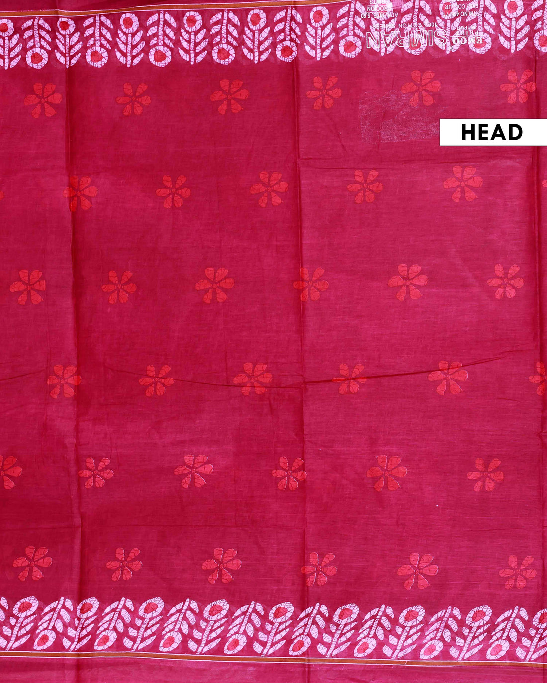 All-Over Floral Printed Voile Saree with Intricate Contrast Border – Magenta