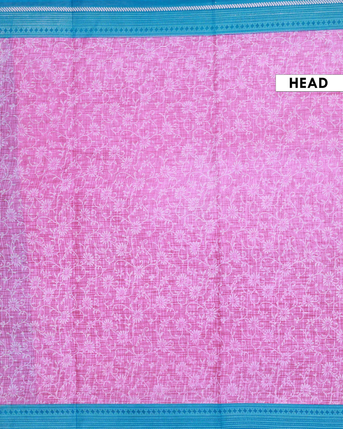 All-Over Floral Printed Voile Saree with Intricate Contrast Border – Pink