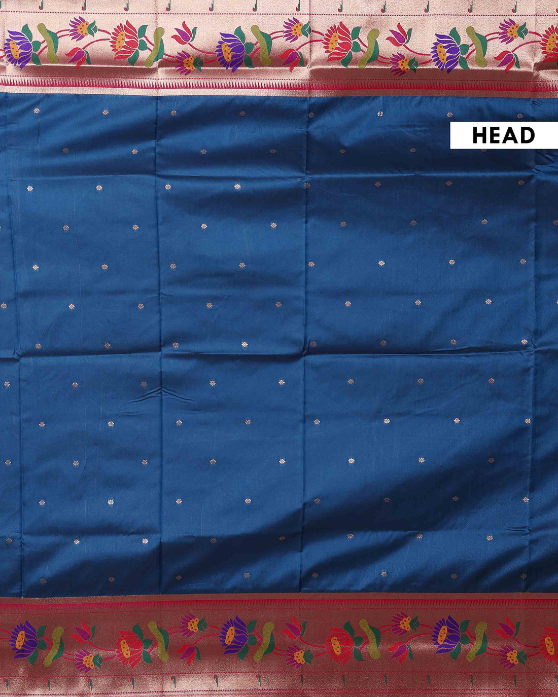 Elegant Paithani Saree with Traditional Lotus Motifs and Rich Zari Woven Border - Navy