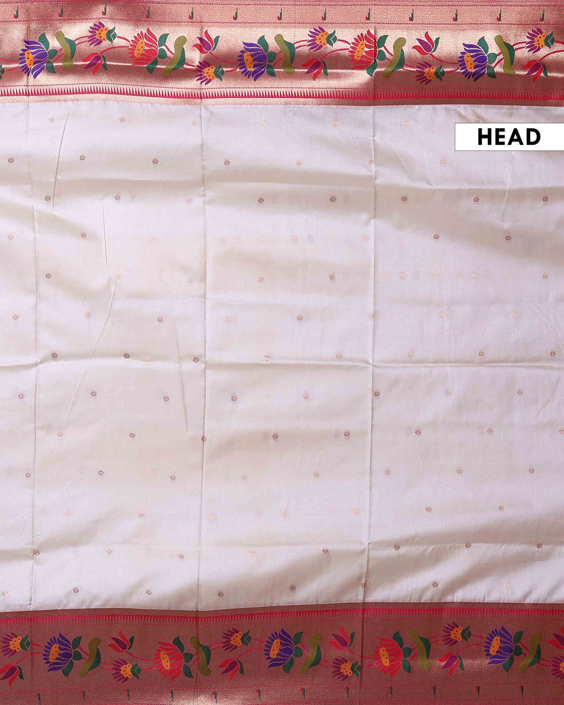 Elegant Paithani Saree with Traditional Lotus Motifs and Rich Zari Woven Border - Off White