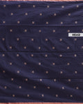 Semi Silk Cotton Saree Golden Zari Border and All-Over Thread Motifs - Navy Blue