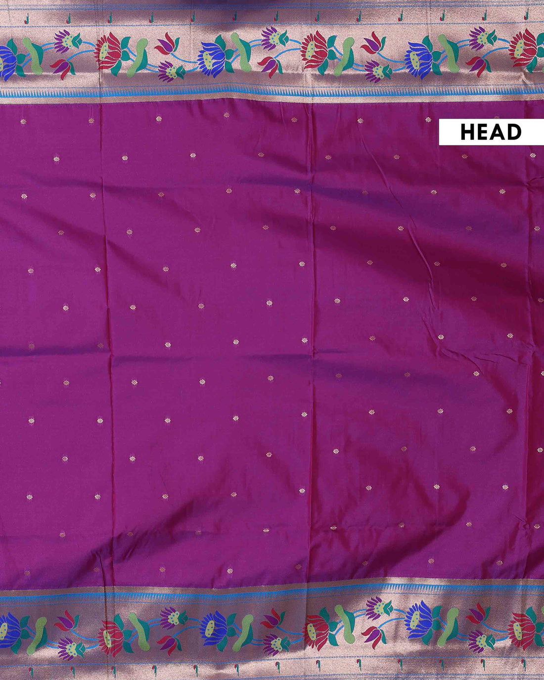 Traditional Paithani Saree with Traditional Lotus Motifs and Rich Zari Woven Border - Violet