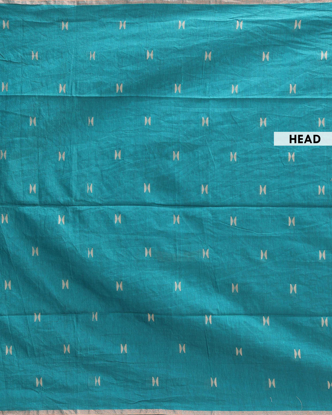 Lightweight Handloom Semi Silk Cotton Saree with Golden Zari Border and Small Motif Detailing  - Teal