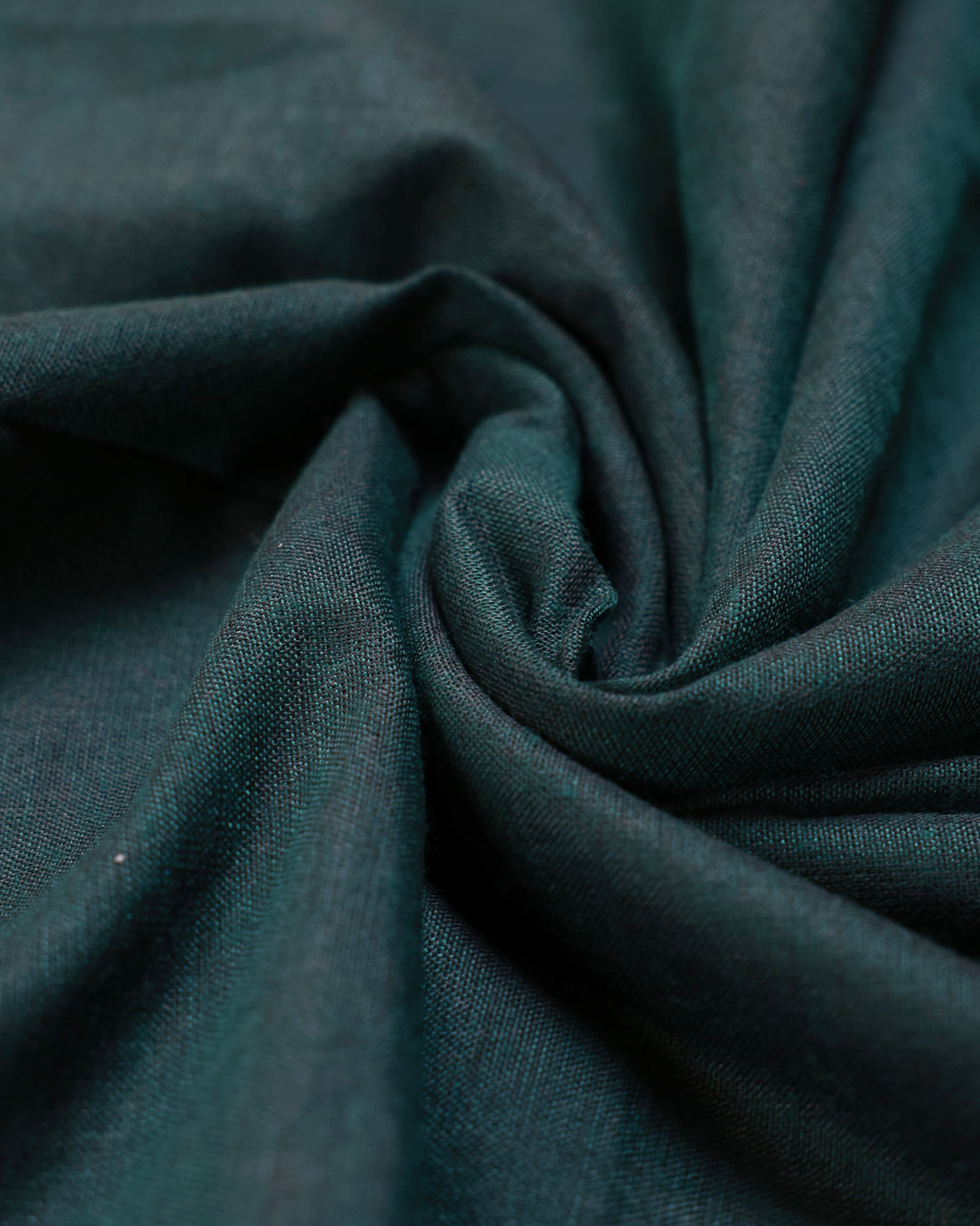 Handwoven Khadi Cotton Saree with Contrast Printed Blouse and Tassel Accents - Dark Green