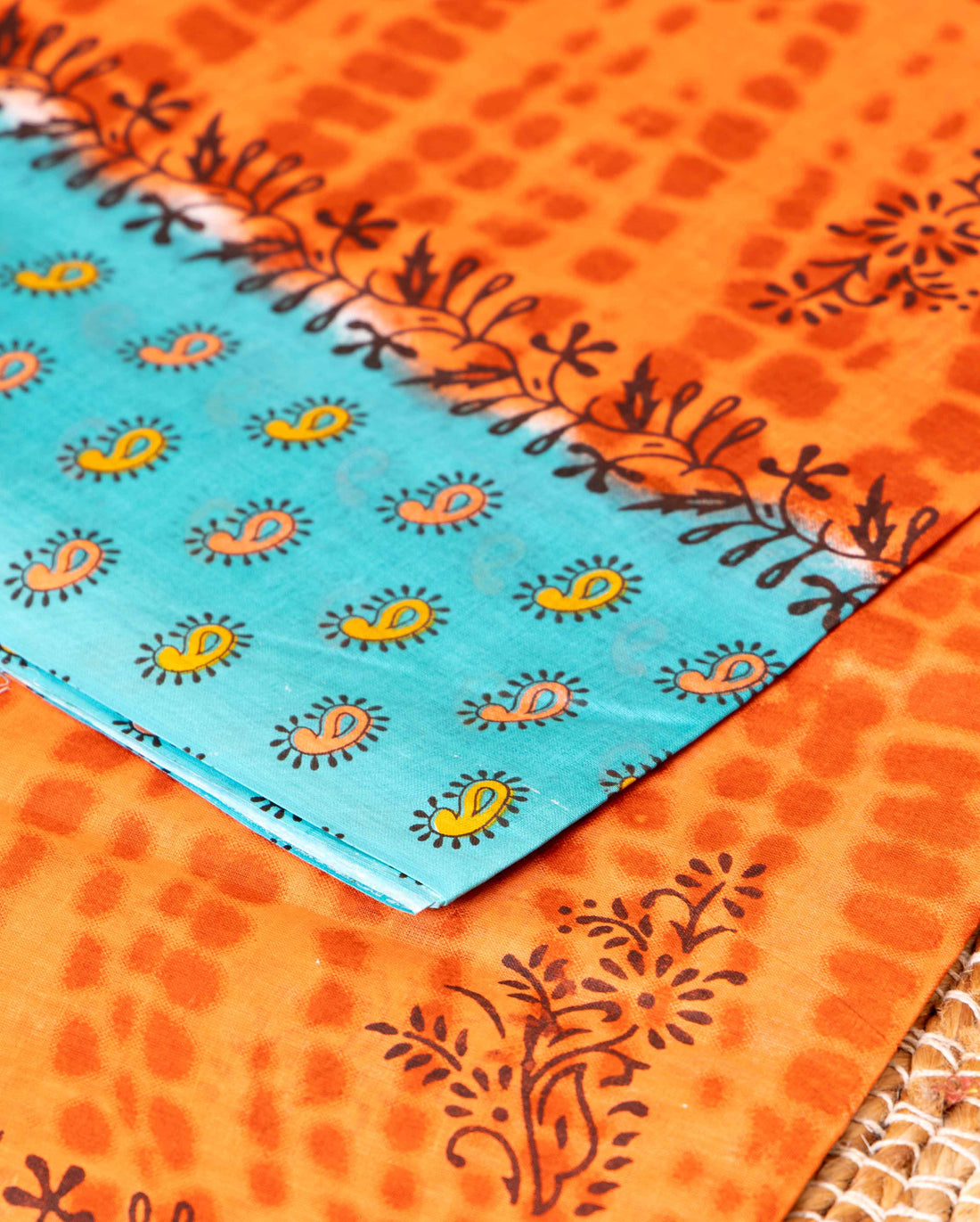 Elegant Voile Cotton Saree with Tie Dye Inspired Body and Detailed Border - Orange