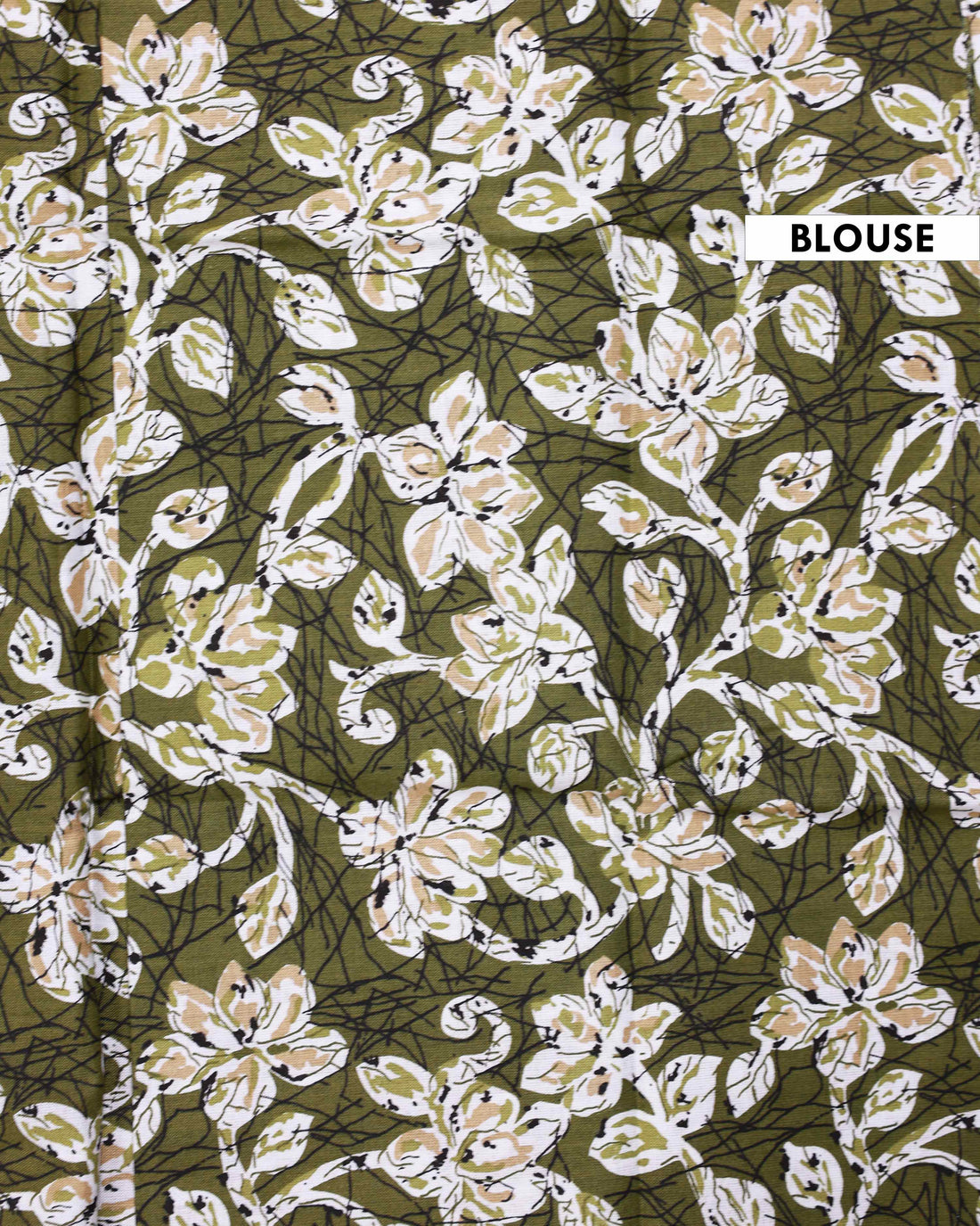 Handwoven Khadi Cotton Saree with Contrast Printed Blouse and Tassel Accents - Light Green