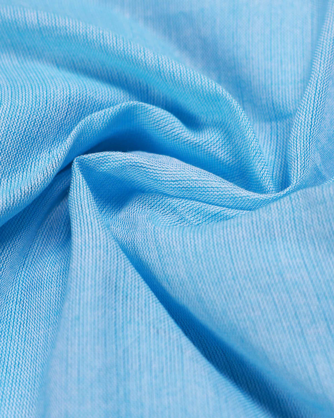 Handwoven Khadi Cotton Saree with Contrast Printed Blouse and Tassel Accents - Light Blue