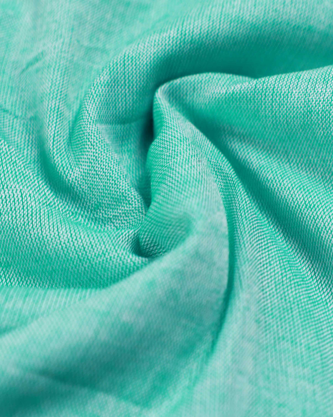Handwoven Khadi Cotton Saree with Contrast Printed Blouse and Tassel Accents - Green