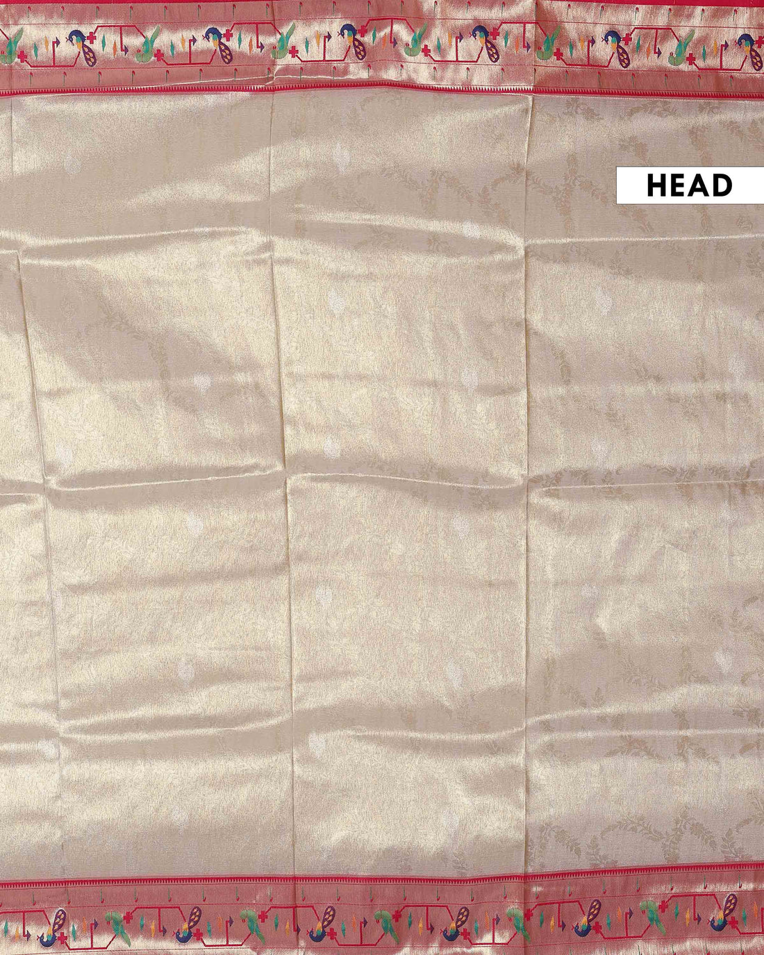 Elegant Paithani Tissue Saree with Traditional Peacock Motif Border and Rich Zari Weave - Off White