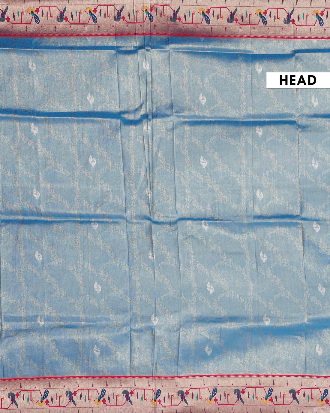 Elegant Paithani Tissue Saree with Traditional Peacock Motif Border and Rich Zari Weave - Sky Blue