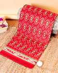 Traditional Voile Cotton Saree with All Over Ikkat Motifs and Zari Woven Border - Red