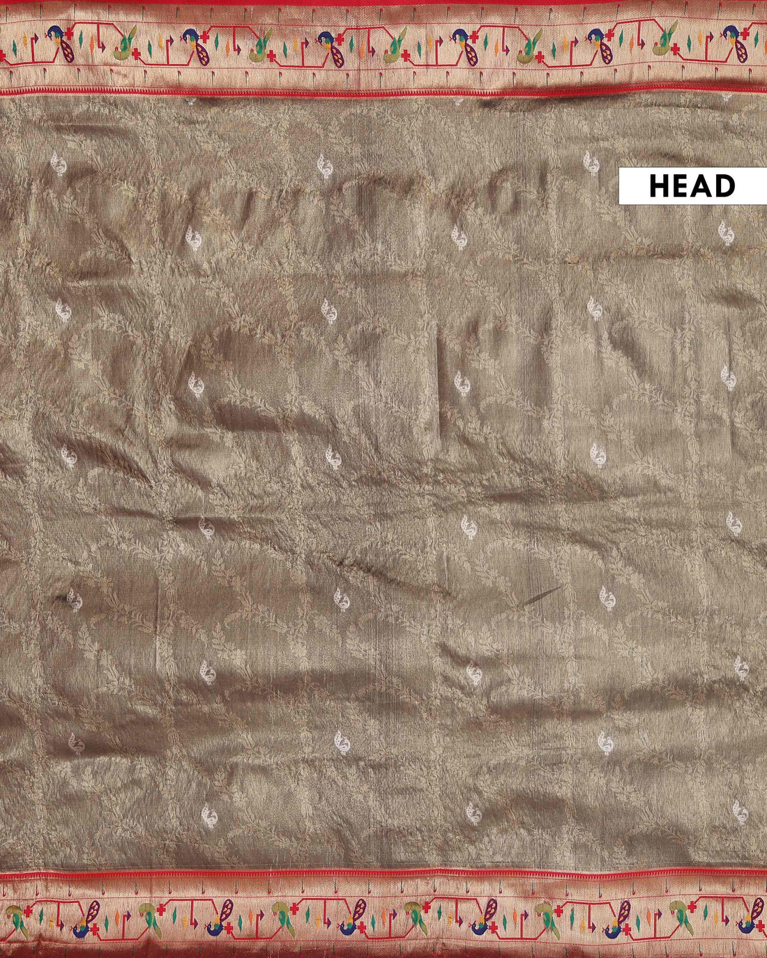 Elegant Paithani Tissue Saree with Traditional Peacock Motif Border and Rich Zari Weave - Gold