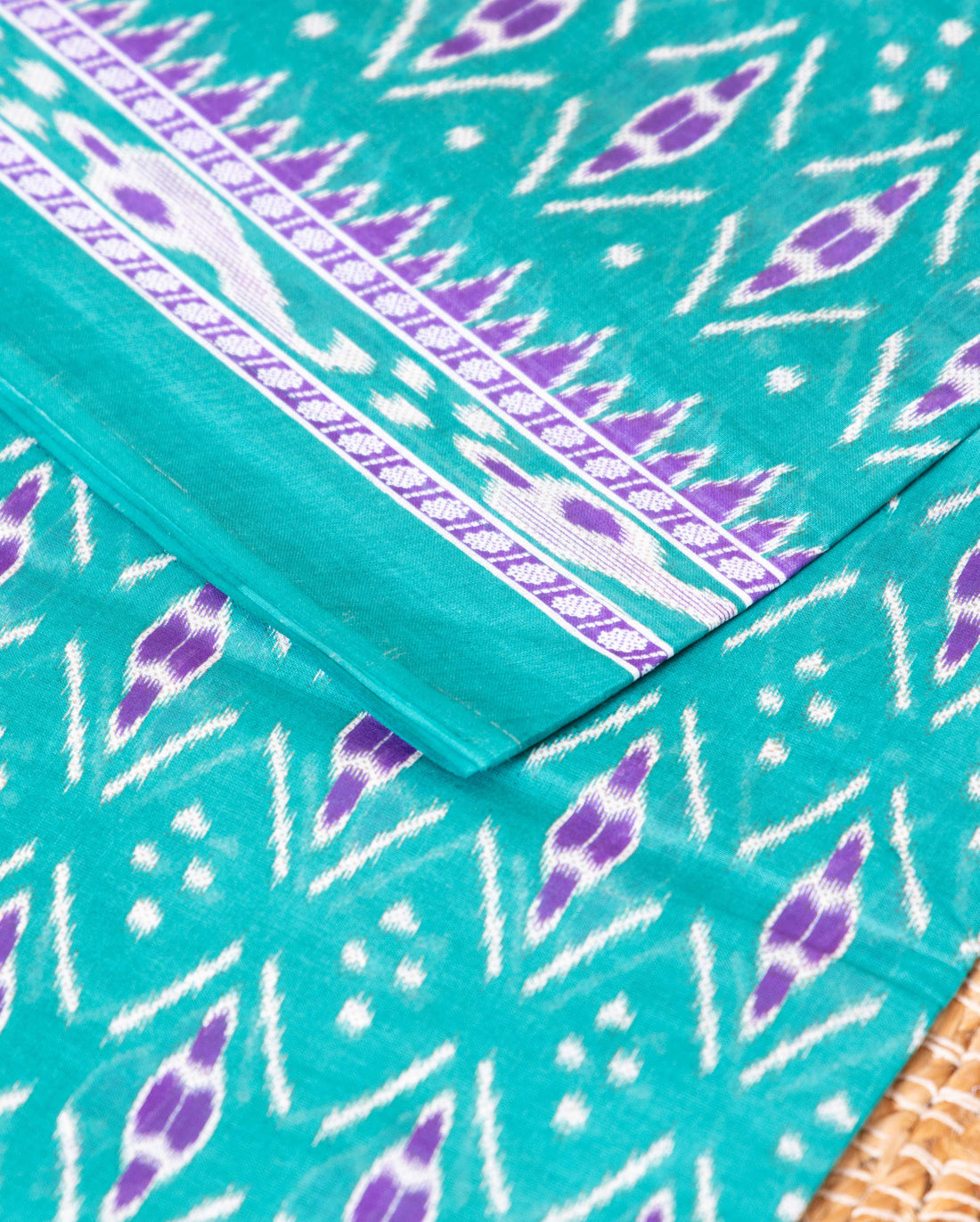 Traditional Voile Cotton Saree with All Over Ikkat Motifs and Zari Woven Border - Blue