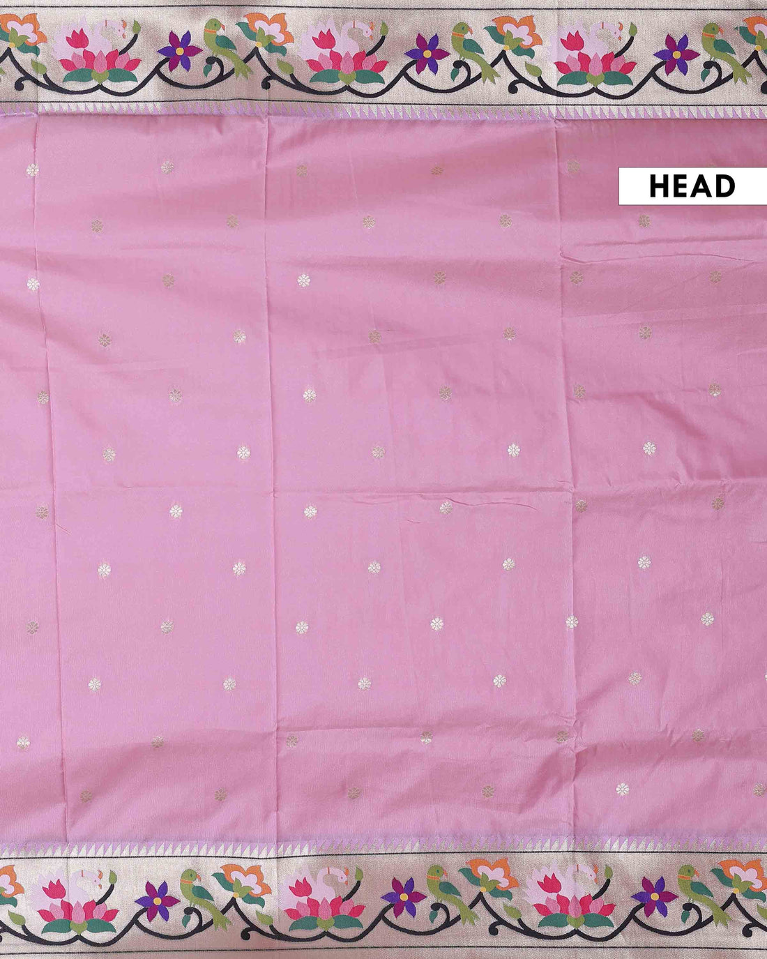 Elegant Paithani Silk Saree with Intricate Floral Motif Border and Delicate Butti Weave - Baby Pink
