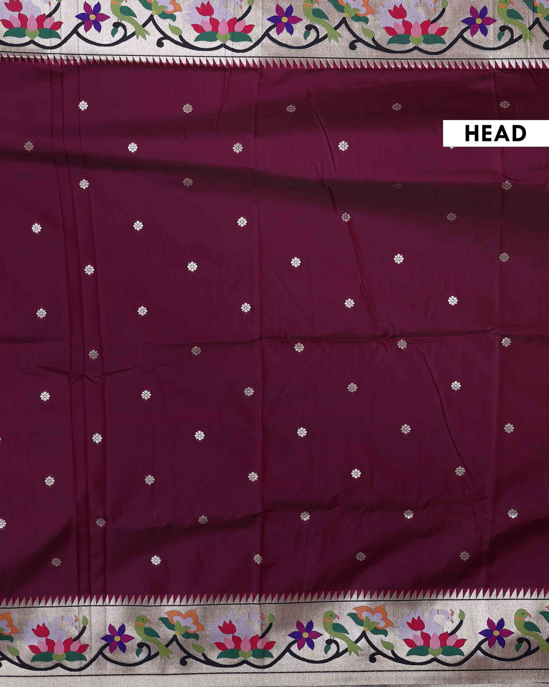 Elegant Paithani Silk Saree with Intricate Floral Motif Border and Delicate Butti Weave - Maroon