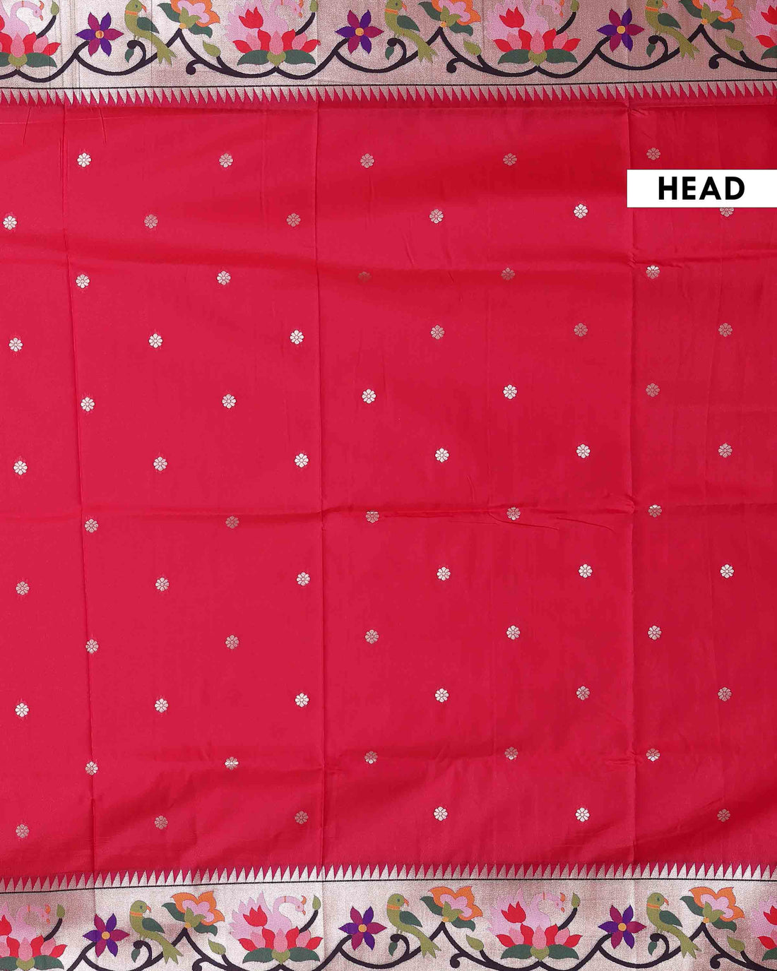 Elegant Paithani Silk Saree with Intricate Floral Motif Border and Delicate Butti Weave - Pink