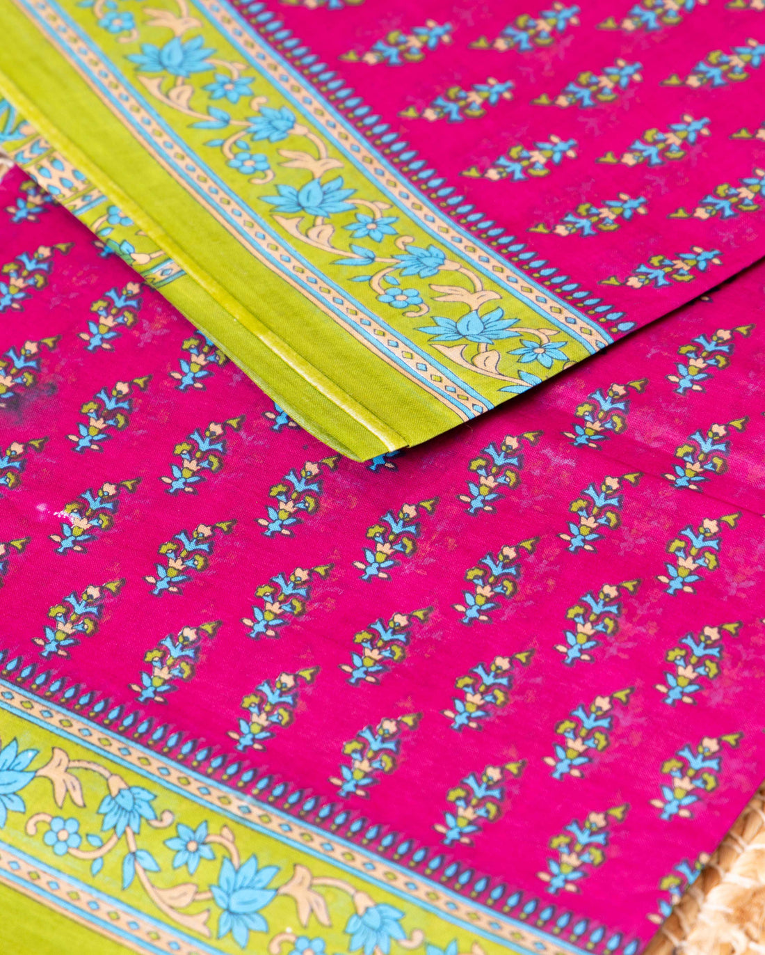 Elegant Voile Cotton Saree with Traditional Paisley and Floral Border - Purple