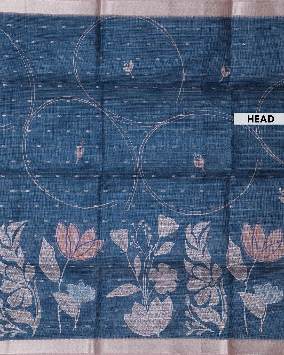 Elegant Kota Saree with Soft Abstract Floral Print and Contrast Woven Border - Teal