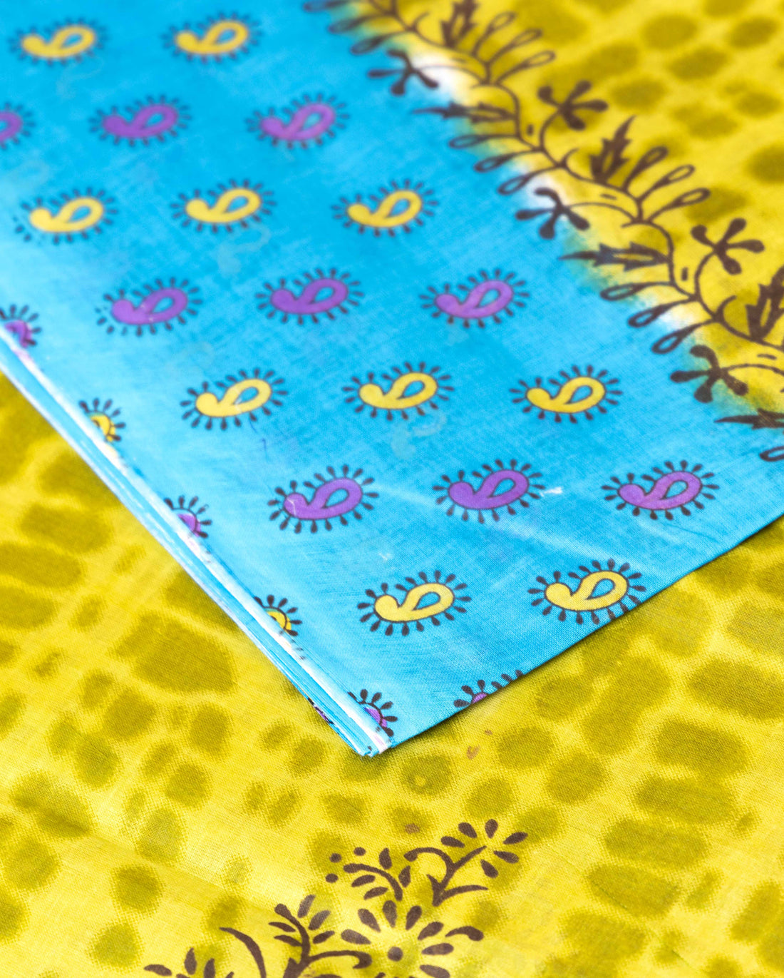 Handloom Voile Cotton Saree with Block Print and Intricate Paisley Motifs - Yellow