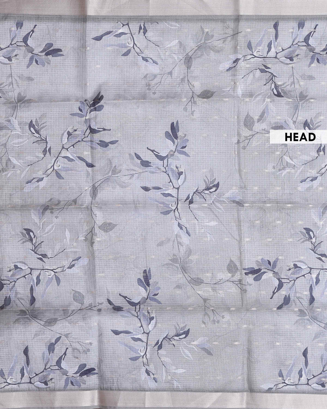 Elegant Kota Saree with Soft Abstract Floral Print and Contrast Woven Border - Grey