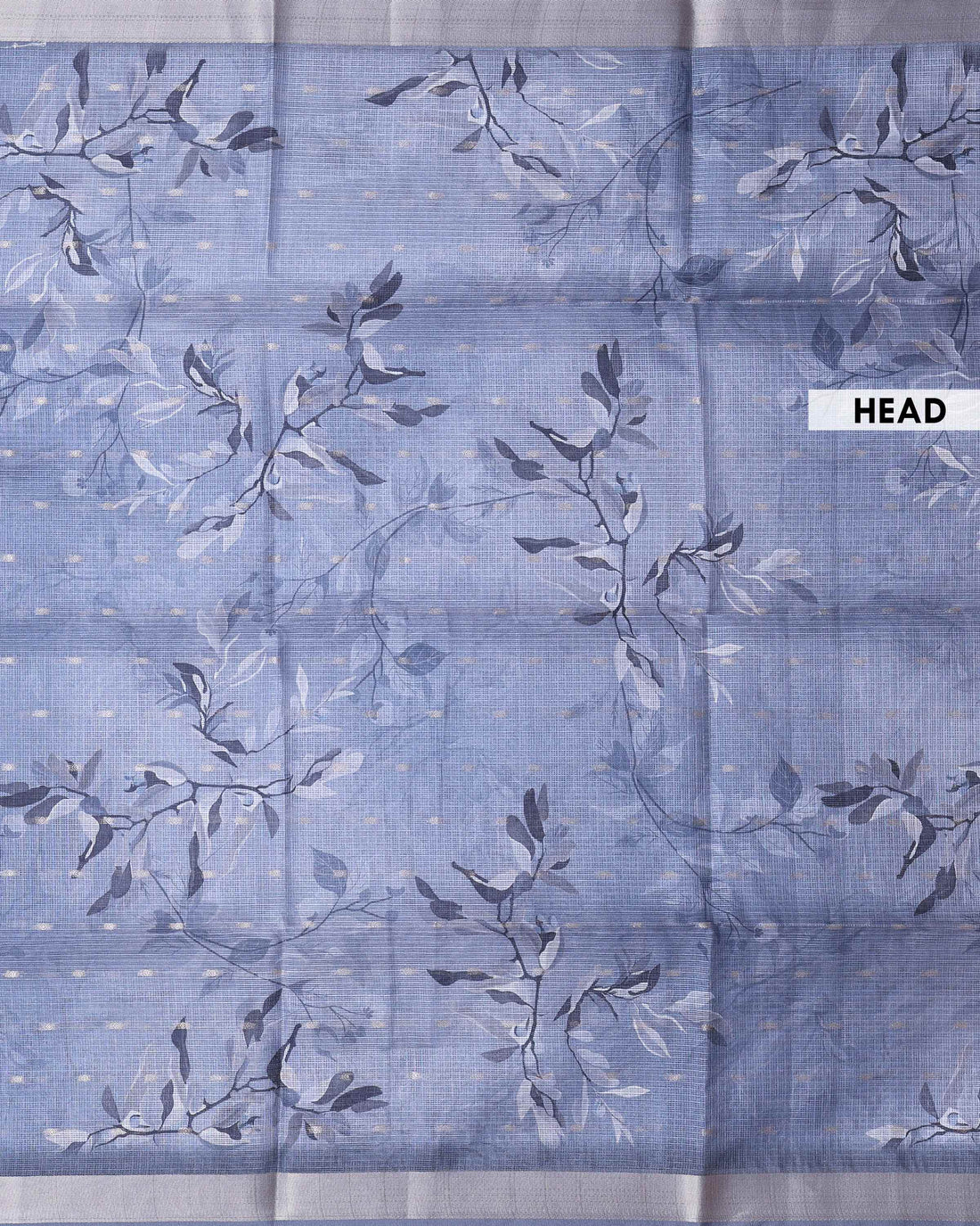 Elegant Kota Saree with Soft Abstract Floral Print and Contrast Woven Border - Blue