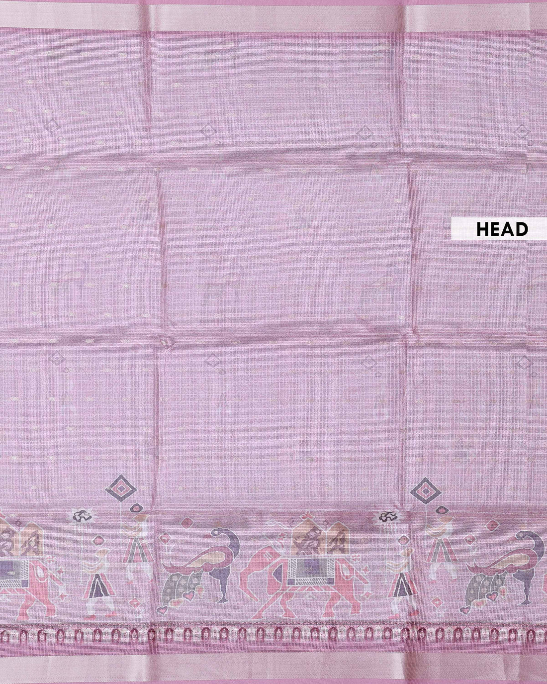 Classic Kota Saree with Soft Abstract Floral Print and Contrast Woven Border - Pink