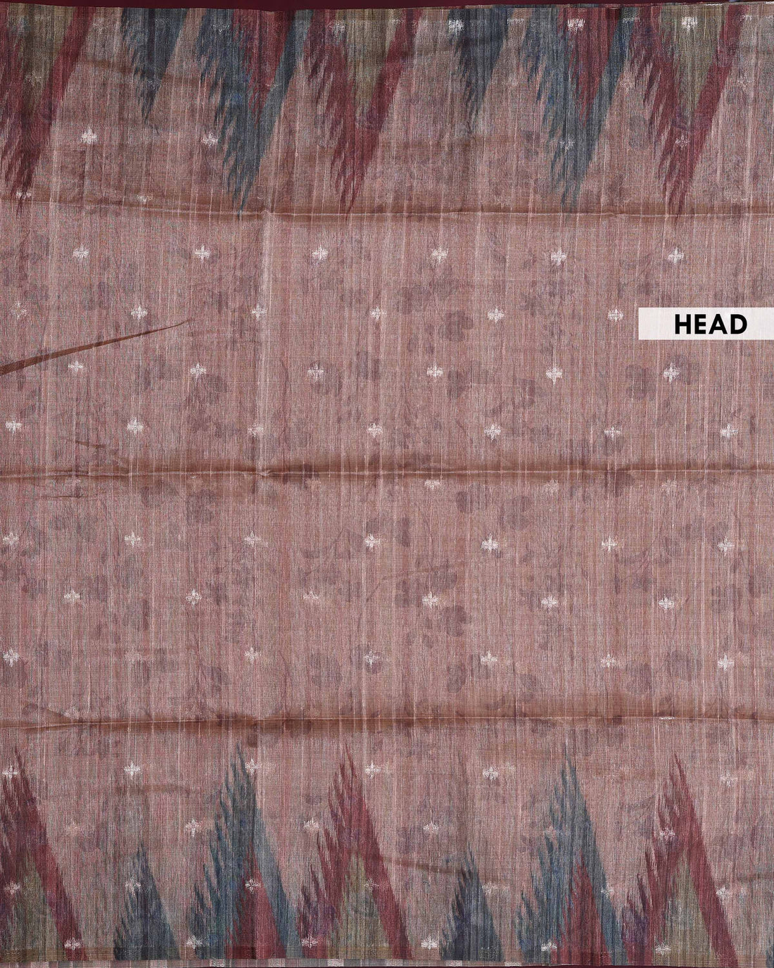 Elegant Linen Organza Saree with Subtle Floral Print and Self Woven Border - Brown