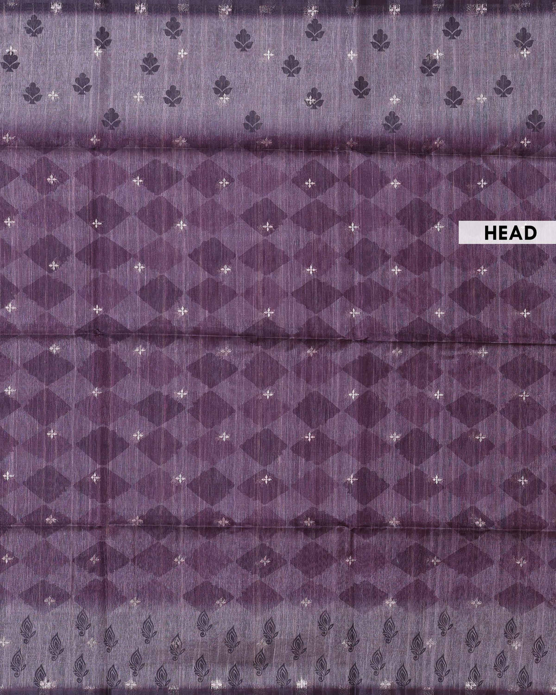 Elegant Linen Organza Saree with Subtle Floral Print and Self Woven Border - Purple