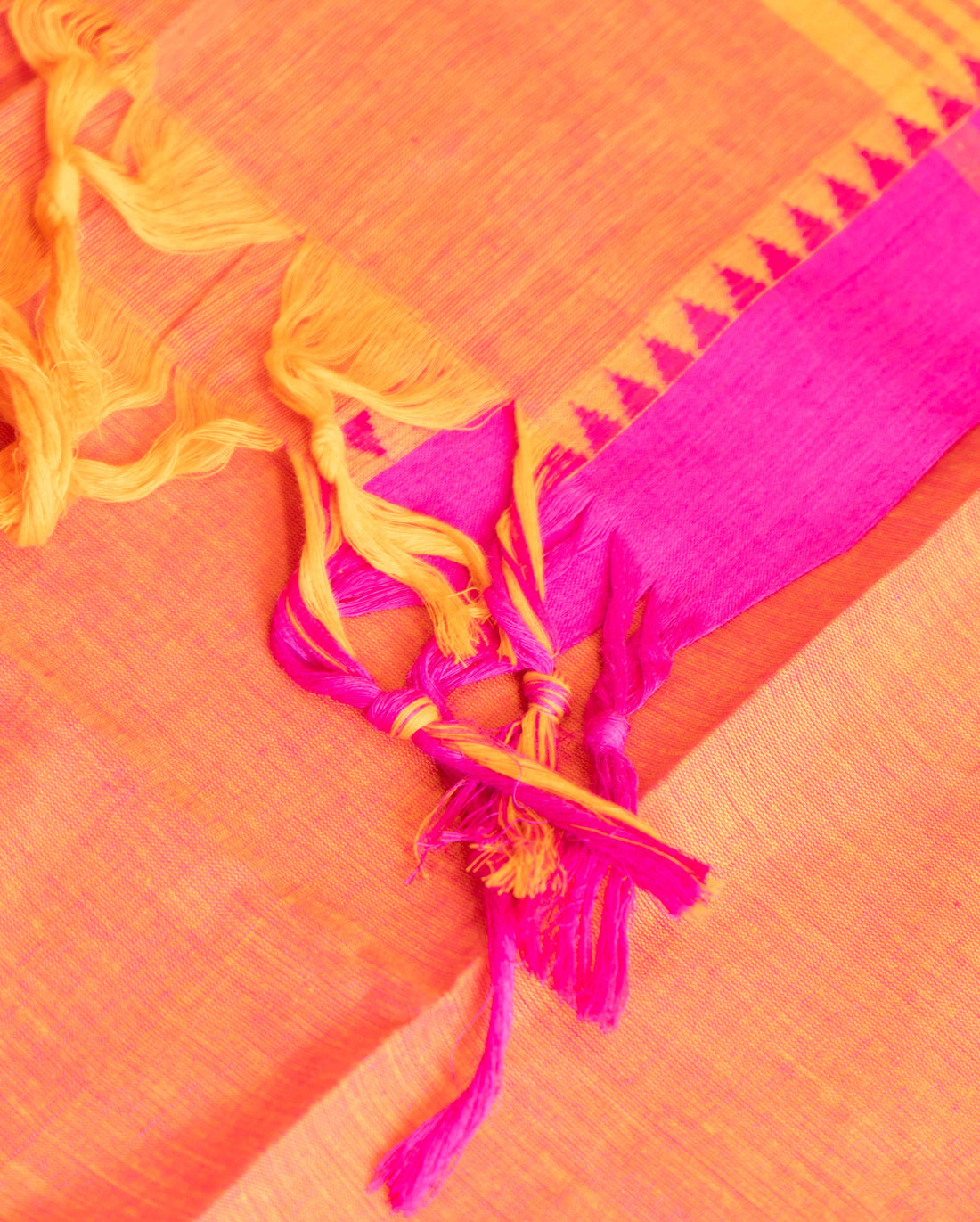 Women's Handwoven Cotton Salwar Material with Contrast Temple Border and Soft Dupatta - Pink