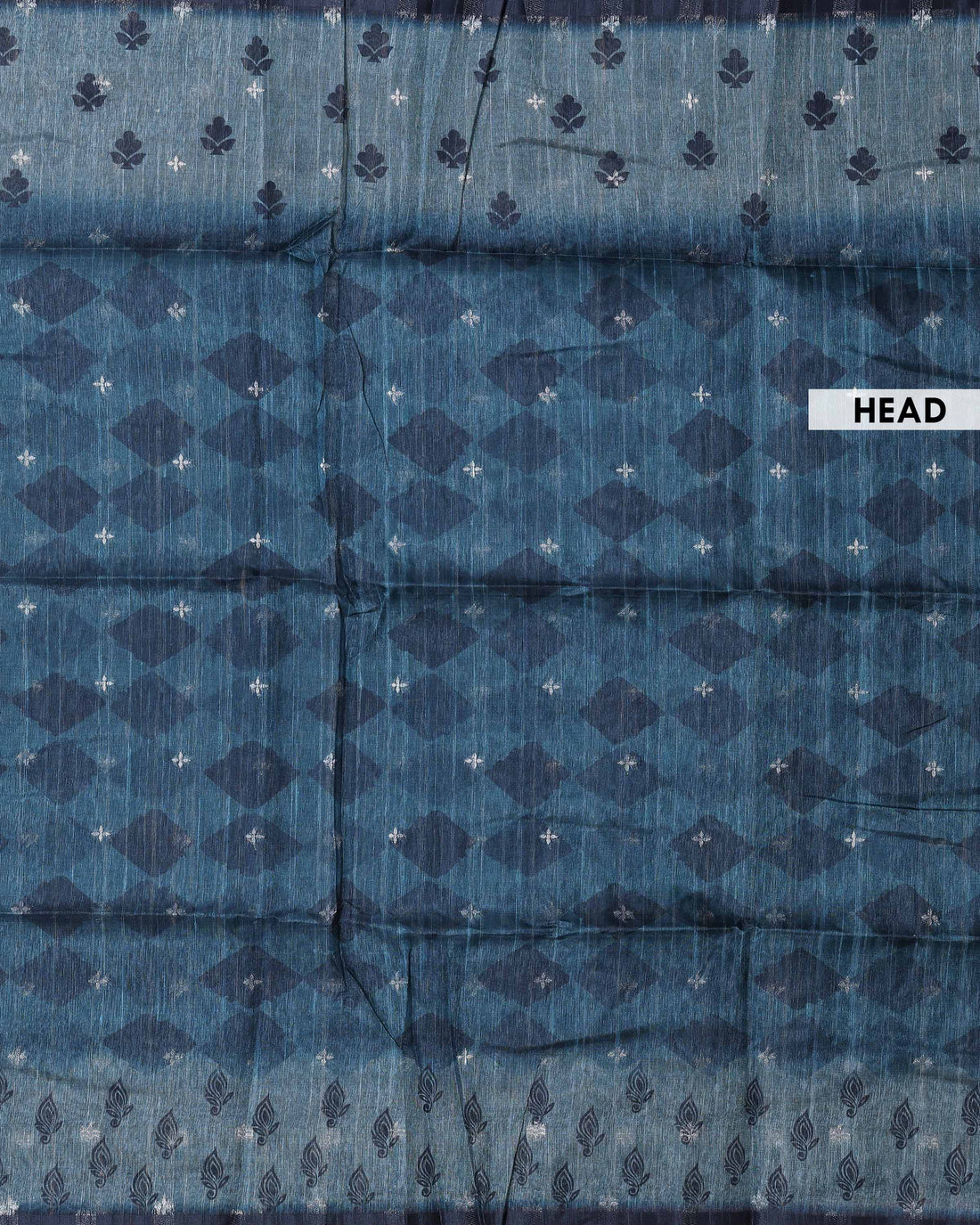 Elegant Linen Organza Saree with Subtle Floral Print and Self Woven Border - Teal