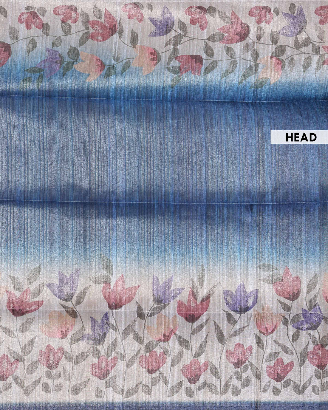 Elegant Linen Tissue Saree with Soft Floral Print Accents With A Subtle Sheen Texture and Graceful Contrast Borders  - Blue