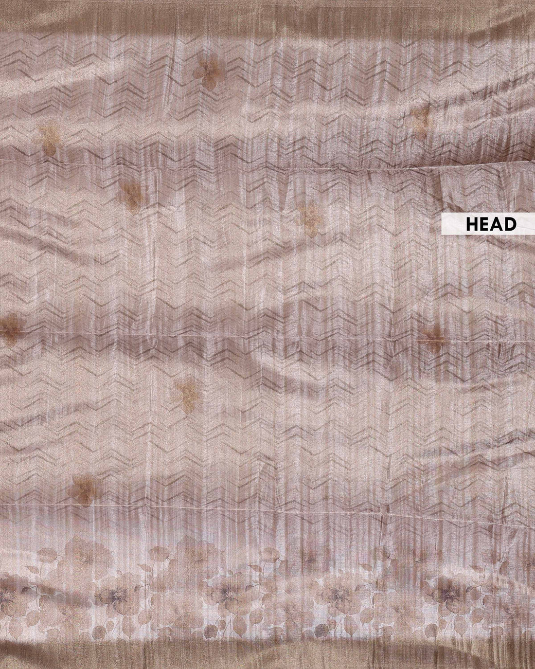 Elegant Linen Tissue Saree with Soft Floral Print Accents With A Subtle Sheen Texture and Graceful Contrast Borders  - Gold